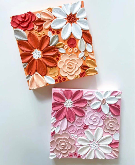 Tableau texturée fleur #4 orange